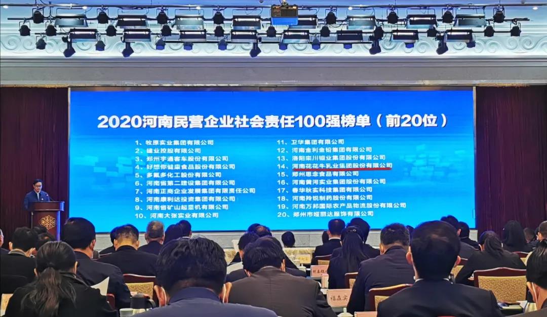 快訊 | 2020河南民營企業(yè)100強發(fā)布 花花牛榮獲“河南民營企業(yè)現(xiàn)代農(nóng)業(yè)100強”、“河南民營企業(yè)社會責(zé)任100強”雙榮譽